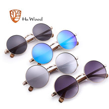 Carica l&#39;immagine nel visualizzatore di Gallery, HU WOOD Trendy Steampunk Sunglasses Men Women Retro Sun Glasses Round Natural Wood Frame Log Eyewear UV400 Daily Fishing GR8024