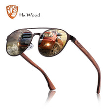 Load image into Gallery viewer, HU Wood Polarized Sunglasses wooden Spring Hinge Stainless Steel Frame woman sun glasses for men Lens UV400 protection GR8041
