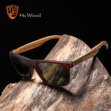 Load image into Gallery viewer, HU madera bambú Natural gafas de sol para hombres cebra gafas de sol de madera gafas de sol polarizadas rectángulo lentes conducción UV400 GR8002