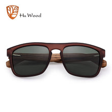 Load image into Gallery viewer, HU madera bambú Natural gafas de sol para hombres cebra gafas de sol de madera gafas de sol polarizadas rectángulo lentes conducción UV400 GR8002