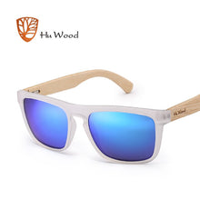Load image into Gallery viewer, HU madera bambú Natural gafas de sol para hombres cebra gafas de sol de madera gafas de sol polarizadas rectángulo lentes conducción UV400 GR8002