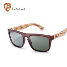 Load image into Gallery viewer, HU madera bambú Natural gafas de sol para hombres cebra gafas de sol de madera gafas de sol polarizadas rectángulo lentes conducción UV400 GR8002