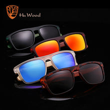 Load image into Gallery viewer, HU madera bambú Natural gafas de sol para hombres cebra gafas de sol de madera gafas de sol polarizadas rectángulo lentes conducción UV400 GR8002