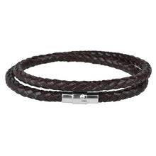 Carica l'immagine nel visualizzatore di Gallery, Handmade Woven Genuine Leather Bracelet Wrap Wrist Double Layers Bracelets Bangles with Magnet Clasp Male Jewelry