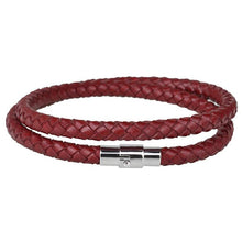 Carica l'immagine nel visualizzatore di Gallery, Handmade Woven Genuine Leather Bracelet Wrap Wrist Double Layers Bracelets Bangles with Magnet Clasp Male Jewelry