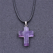 Carica l&#39;immagine nel visualizzatore di Gallery, Cross Natural Stone Pendant Necklace for Women Necklaces&amp;Pendants 2017 Fashion Jewelry Gifts colar