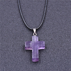 Cross Natural Stone Pendant Necklace for Women Necklaces&Pendants 2017 Fashion Jewelry Gifts colar