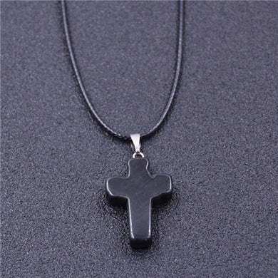 Cross Natural Stone Pendant Necklace for Women Necklaces&Pendants 2017 Fashion Jewelry Gifts colar