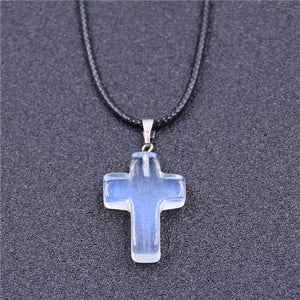 Cross Natural Stone Pendant Necklace for Women Necklaces&Pendants 2017 Fashion Jewelry Gifts colar