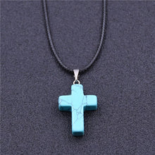 Carica l&#39;immagine nel visualizzatore di Gallery, Cross Natural Stone Pendant Necklace for Women Necklaces&amp;Pendants 2017 Fashion Jewelry Gifts colar