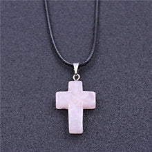 Carica l&#39;immagine nel visualizzatore di Gallery, Cross Natural Stone Pendant Necklace for Women Necklaces&amp;Pendants 2017 Fashion Jewelry Gifts colar