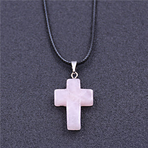 Cross Natural Stone Pendant Necklace for Women Necklaces&Pendants 2017 Fashion Jewelry Gifts colar