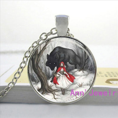 HZ1-0153 Steampunk wedding gift chain Movie werewolf cartoon Little Red Riding Hood Necklace lot bronze Pendant jewelry women