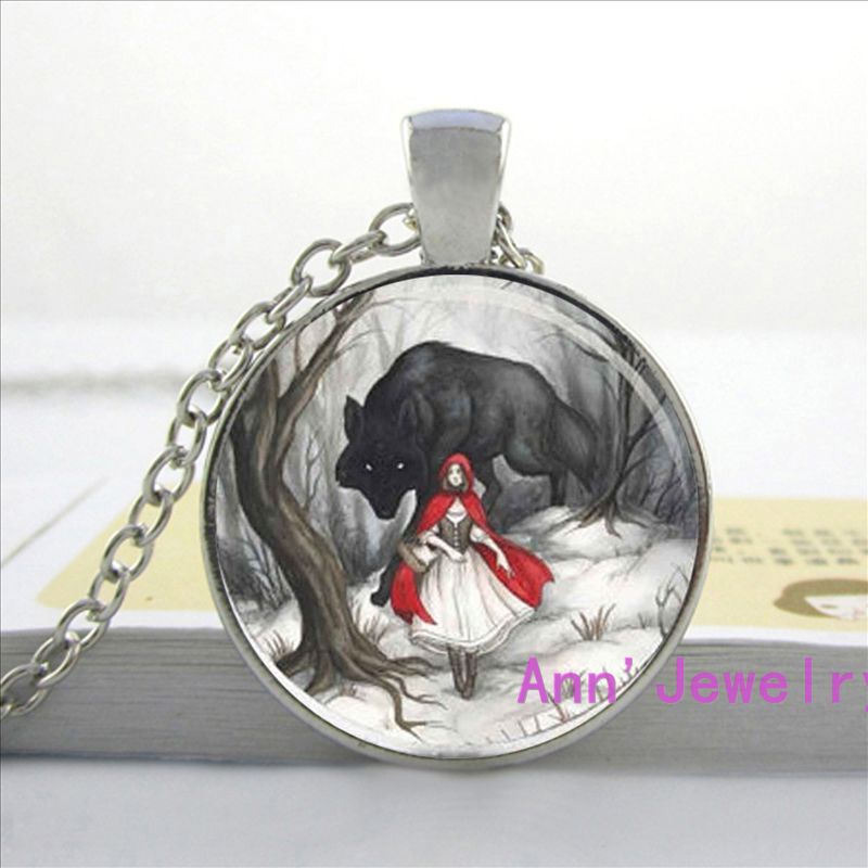 HZ1-0153 Steampunk wedding gift chain Movie werewolf cartoon Little Red Riding Hood Necklace lot bronze Pendant jewelry women