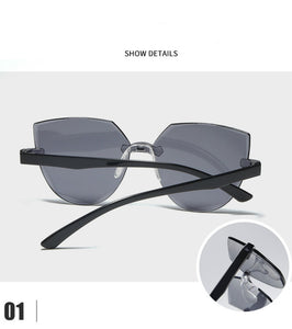 Frameless One-piece Jelly Transparent Sunglasses European and American Candy-colored Cat Eye Integrated Ocean Sunglasses