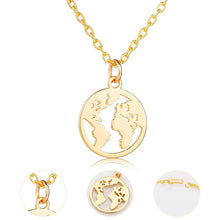 Carica l&#39;immagine nel visualizzatore di Gallery, Collana con mappa del mondo Ciondolo con mappa in oro Girocollo con mappa del mondo Girocollo con stella Crescent Moon Collane per donna Gioielli Boho multistrato 