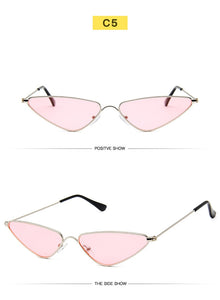 Triangle Metal Frame Sunglasses Women Cat Eye Cool Small Fashion Sun Glasses Shades Ocean Color Oculos De Sol Feminino UV400