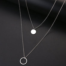 Load image into Gallery viewer, Women Double Round Geometric Pendant Necklace Stainless Steel Gold and Silver Color Jewelry Gift