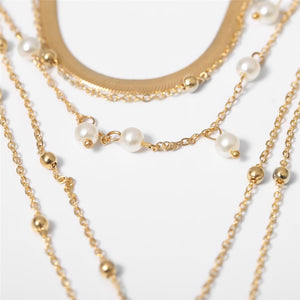 Bohemian Multi Layer Imitation Pearl Tassel Choker Necklace Collar Statement Pendant Necklace for Women Jewelry