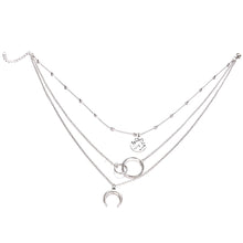 Load image into Gallery viewer, New Fashion Retro Moon World Map Circle Pendant Multilayer Gold Colodr Necklace Party Charm Jewelry Accessories For Women