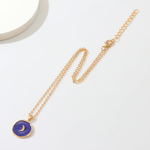 Simple Stars Moon Necklaces Fashion Europen Alloy Oil Drop Women Long Heart Round Golden Pendant Necklace Jewelry For Girls