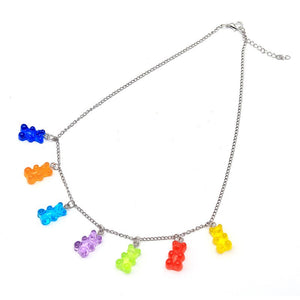 Cute  Cartoon Bear Chain Necklaces, Candy Color Pendant For Women&Girl Daily Jewelry Party Gifts