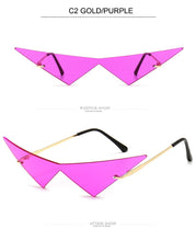 Load image into Gallery viewer, Oversized Cat eye Rimless Sunglasses Women Fashion One Piece Lens Sun Glasses Female Trend Triangle Eyewear Men UV400