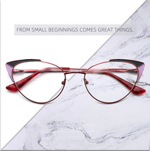 Load image into Gallery viewer, Prescription Glasses Women&#39;s Eyeglasses With Frame Myopia Clear Optical Female Eyewear Metal Cat Eye Round Fake Glasses