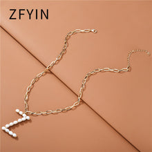 Carica l&#39;immagine nel visualizzatore di Gallery, ZFYIN 2020 New Trendy Jewelry Fresh Water Pearl Alphabet Letters Initials  Pendant Necklaces for Women