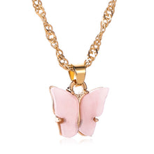 Load image into Gallery viewer, Sweet Acrylic Color Butterfly Necklace For Women Long Wild Clavicle Chain Pendant Refined Stylish Mujer Gift 2020 Trendy Gold