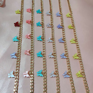 Punk Gold  Silver Color Chain 5 Butterfly Pendant Necklace for Women Wedding Party Statement 2020 Cute Choker Necklaces Jewelry