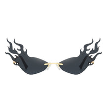 Load image into Gallery viewer, Luxury Flame Sunglasses Women Rimless Bat Sun Glasses Tears Shades Eyeglass Vintage Feather Sunglass Fire Shape Eyewear