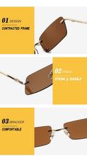 Load image into Gallery viewer, Rimless Alloy Small Square Sunglasses For Women Vintage Ins Hot Gradient Clear Sun Glasses Female Uv400 Shades Hip Hop Eyewear