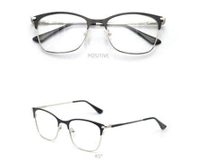 Load image into Gallery viewer, Vintage rectangle cat eye optical prescription metal eyeglasses frames diopters clear fake glasses women vintage