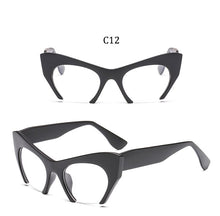 Load image into Gallery viewer, Big frame women glasses frame fashion cat eye Clear Lens brand oversized Glasses Female Transparent Half frame optical frame
