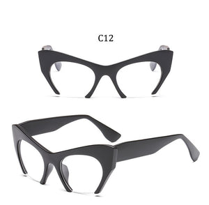 Big frame women glasses frame fashion cat eye Clear Lens brand oversized Glasses Female Transparent Half frame optical frame