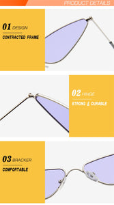Triangle Metal Frame Sunglasses Women Cat Eye Cool Small Fashion Sun Glasses Shades Ocean Color Oculos De Sol Feminino UV400