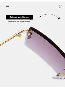 2022 Retro Sunglasses Women Brand Designer Fashion Rimless Gradient Sun Glasses Shades Cutting Lens Ladies Frameless Eyeglasses