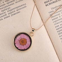 Load image into Gallery viewer, Popular Dried Flower Necklaces Korean Womens Long Gold Beads Chain Colorful Round Pendant  Jewelry For Girls