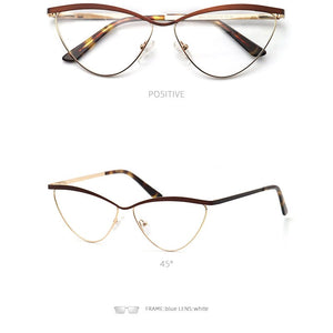 Cat Eye Metal Optical Prescription Glasses Frames For Women Fashion Ladies Fake Glasses Without Diopter Myopia Female Eyeglasses