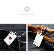 Carica l&#39;immagine nel visualizzatore di Gallery, JHSL Men Statement Poker Pendant Necklace Red Black Silver Color Stainless Steel Fashion Jewelry Gift