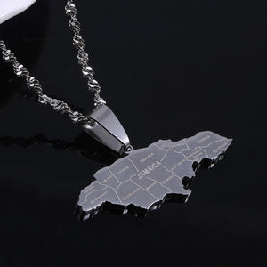 Stainless Steel Gold Color Jamaica Pendant Necklaces Fashion Jamaican Flag Charm Jewelry