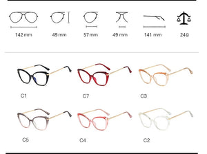 Plastic Titanium Anti Blue Glasses Frames Cat Eye Women Optical Fashion Computer Glasses