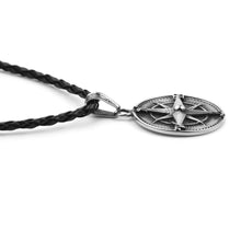 Load image into Gallery viewer, Gothic Round Compass Pendant Necklace For Men Vintage Punk Rock  Talisman Jewelry Necklace Nordic Amulet Runes Pendant