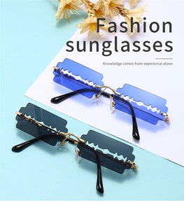 New Frameless Personality Hollow Blade Woman Sunglasses Retro Unique Hollow Funny Sunglasses Party Catwalk Men Sun Glasses