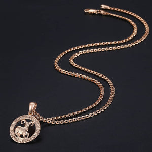 12 Zodiac Sign Constellations Pendants Necklaces For Women Men 585 Rose Gold Male Jewelry Fashion Birthday Gifts GPM16