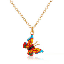 Carica l'immagine nel visualizzatore di Gallery, Korean Blue Gradient Butterfly Necklace for Women Girls Silver Color Rainbow Butterflies Pendant Choker Necklaces Jewelry Gift