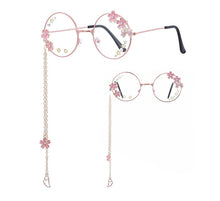 Carica l&#39;immagine nel visualizzatore di Gallery, Simpatico ciondolo con ala Sakura, occhiali da vista trasparenti, montatura per donne, ragazze rotonde, occhiali retrò gotici fatti a mano, in vetro Bowknot, Oculos Gafas