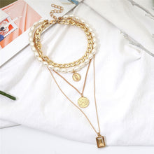 Carica l&#39;immagine nel visualizzatore di Gallery, Punk Multi Layered Pearl Choker Necklace Collar Statement Virgin Mary Coin Crystal Pendant Necklace Women Jewelry