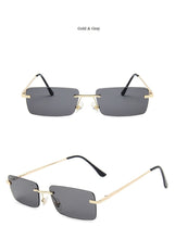 Load image into Gallery viewer, Rimless Alloy Small Square Sunglasses For Women Vintage Ins Hot Gradient Clear Sun Glasses Female Uv400 Shades Hip Hop Eyewear